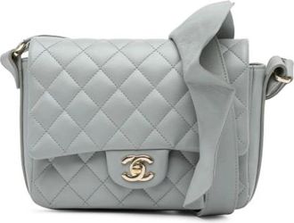 Chanel Pre-owned Quilted Flap Bag - Dames - Vintage Schoudertas - Grijs - ONE Size - Leer - Vintage