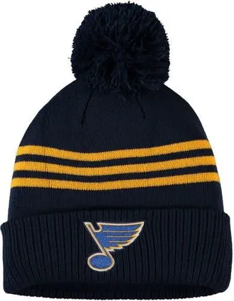 adidas Mens adidas Navy St. Louis Blues Locker Room Three Stripe Cuffed Knit Hat with Pom at Nordstrom