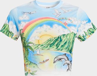 Casablanca Aloha Short-Sleeve Crop T-Shirt