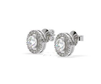 The Diamond Store Ella Lab Diamond Halo Earrings 1.34ct in 18K White Gold F/VS1