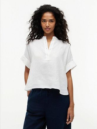 Tommy Hilfiger Blusa oversize de manga corta en lino
