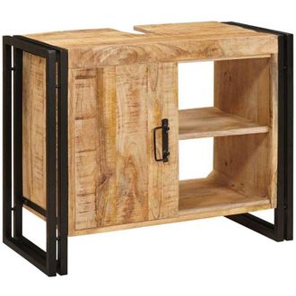 vidaXL Mobile sottolavabo con porta Legno Massello di Mango, Ferro - Vidaxl