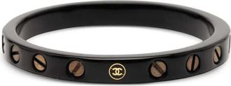 Chanel 2001 CC Screw armband met hars - Zwart