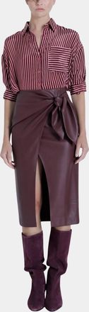 Karina Grimaldi Sybill Vegan Leather Skirt In Malbec