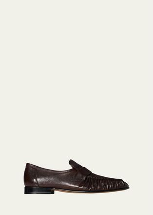 The Row Mens Soft Grained Leather Penny Loafers