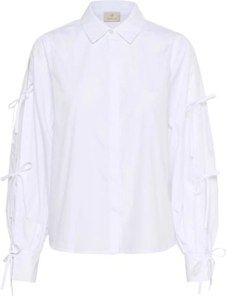 Kaffe Witte Optische Blouse met Pofmouwen - Dames - Overhemden - Wit - XL - Overhemden