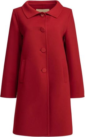 Valentino Lange wollen en kasjmieren jas - Dames - Mantel - Rood - L - Wol - Jassen