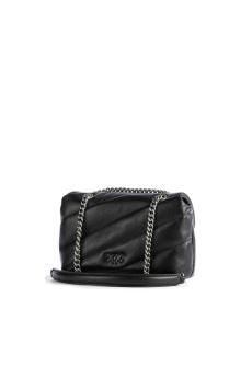 Pinko Womens Shoulder Bag Love Puff Baby Small Black-Old Silver Black/old