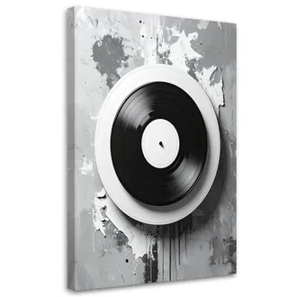 Feeby Cuadro Sobre Lienzo, M&uacute;sica De Discos De Vinilo En Blanco Y Negro, 70x100
