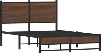 vidaXL Metal Bed Frame without Mattress Brown Oak 120x200 cm Vidaxl