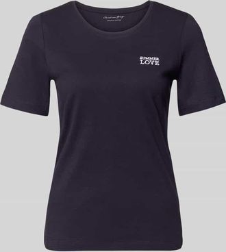 Christian Berg T-Shirt mit Statement-Stitching und Rundhalsausschnitt in Dunkelblau, Gr&ouml;&szlig;e XXL