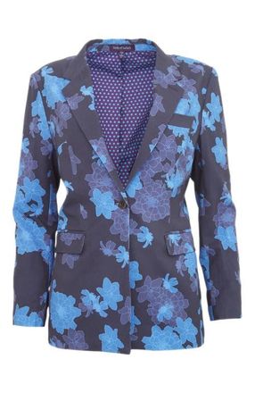 Lords of Harlech Julia Stretch Wool Tailored Blazer in Softbloom Navy at Nordstrom, Size 10