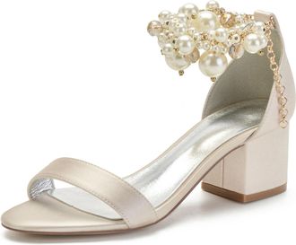 Miyoopark Comfortable Wedding Shoes for Women Block Low Heel Evening Sandals M536 Champagne UK 4.5