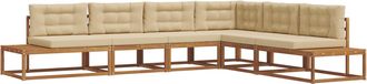 vidaXL Conjunto De Sof&aacute;s De Exterior 6 Uds. Natural Y Beige Vidaxl
