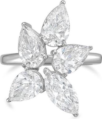 Diana M. Jewels Platinum 6.00cts Lab Grown Pear and Marquise cut Diamond Cluster Ring
