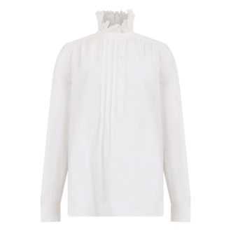Alberta Ferretti Overhemden, Dames, Wit, S, Katoen, Lange mouwen blouse