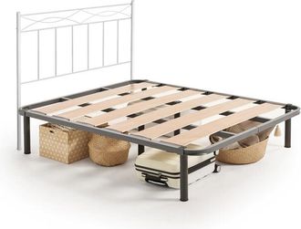 HOGAR 24 Es -thera 556 - Somier Reforzado Con Espacio De Almacenaje Para Guardar Todo Tipo De Objetos Bajo La Cama + Cabecero De Forja 556 En Color Blanco. Med