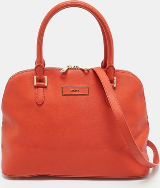 DKNY Dkny Orange Leather Dome Satchel