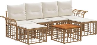 vidaXL Conjunto De Sof&aacute;s De Exterior 7 Uds. 6 Plaza Natural Y Crema Vidaxl