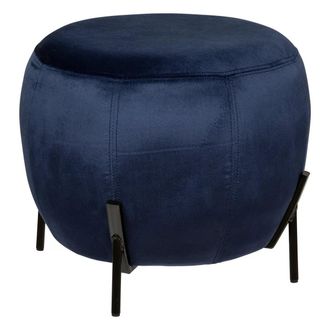 Atmosphera Pouf In Velluto Calabaza D44cm Blu - Atmosphera Cr&eacute;ateur DInt&eacute;rieur