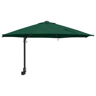 Berkfield Home Wall-mounted Garden Parasol with LEDs Green 248 cm
