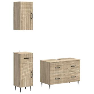 vidaXL Juego De Armarios De Ba&ntilde;o De 3 Piezas Haarlem Roble Sonoma Vidaxl