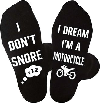 Generic Funny Motorbike Novelty Socks, I Dont Snore I Dream Im a Motorcycle, UK Size 8-11, Fathers Day Gift