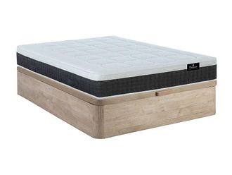 Vente-Unique Conjunto somier arc&oacute;n 160 x 200 cm natural claro + colch&oacute;n de muelles ensacados 7 zonas acolchado viscoel&aacute;stico y l&aacute;tex esp.30cm - ARTIO de PALACIO