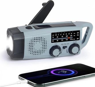 OEM Radio Solar, Radio Port&aacute;til De Emergencia Am/fm Con Manivela, Linterna Led, Bater&iacute;a Recargable De 2000 Mah, Cargador Usb Para Tel&eacute;fono, Alarma Sos Par