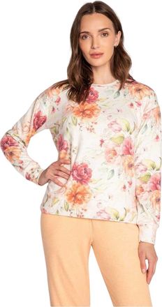 PJ Salvage Dames-top met lange mouwen van jersey met bloemenprint (Beige/Roze/Oranje)