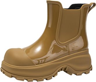 Generic Womens Rain Boots, Waterproof Platform Rubber Chelsea Rainboots, Comfortable Short Slip-On Shoes Slip-Resistant Ankle Garden Boots for Outdoor Work Br