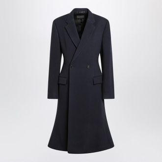 Balenciaga Navy Midi Godet Coat