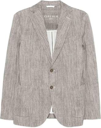 Circolo 1901 Beige Cotton Scrub Jacket With Notch Lapels