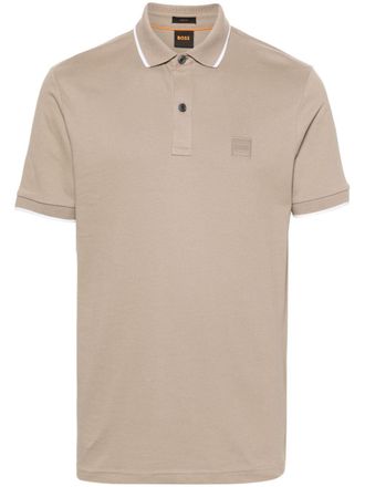 BOSS logo-patch piqu&eacute; polo shirt - Neutrals