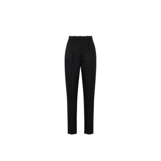 Elisabetta Franchi Broeken, Dames, Zwart, XS, Satijn, Zwarte, rechte satijnen broek met zijstrepen