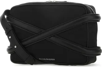 Alexander McQueen Mens Harness Nylon Crossbody Bag Black