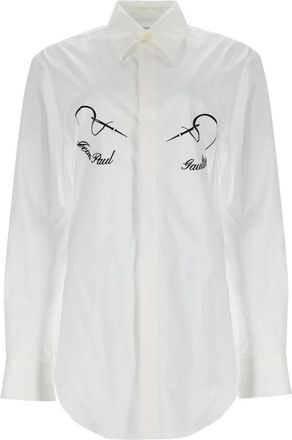 Jean Paul Gaultier Needles Flock Shirt - Dames - Overhemden - Wit - S - Katoen - Overhemden