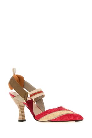 Fendi Womens Embroidered Raffia Colibr&atilde;&not; Pumps Nudo Rafia Rubino Scarpe Con Tacco High Heel Shoes