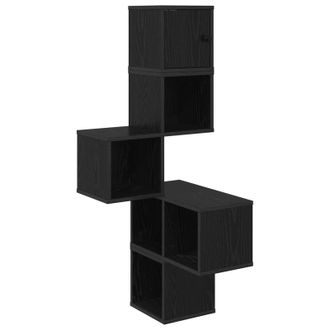vidaXL Estante De Esquina De Pared Roble Negro 48 X 48 X 120 Cm Vidaxl