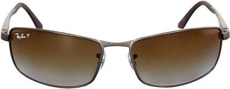 Ray-Ban Polarized Brown Gradient Rectangular Mens Sunglasses RB3498 029/T5 61