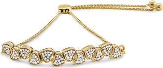 House of Brilliance Yellow Gold Plated Silver 1/2 Cttw Diamond Sideways Hearts Bolo Bracelet at Nordstrom