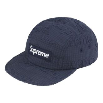 SUPREME SS26 Monogram Gingham Camp Cap Navy SUP-SS26-1051-NVY