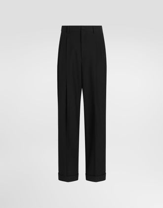 Dolce & Gabbana Wool Jacquard Trousers - Man Pants And Shorts Black 46