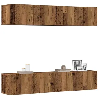 Berkfield Home Wall Mounted TV cabinets 4 pcs Old Wood Engineered Wood in Brown