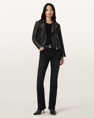 AllSaints Leather Raul Leather Biker Jacket, Size: UK 6/US 2