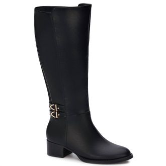 Andrea Womens Tall Riding Boots With Elastic On Shaft In Black