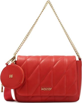 Kazar Rode riem handtas met afneembare portemonnee - Dames - Handtassen - Rood - ONE Size - Leer - Tassen