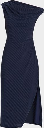 Ramy Brook Benja Ribbed Asymmetric Midi Dress