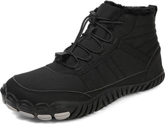 Generic Mens Womens Winter Barefoot Snow Boots Waterproof Ankle Boots Wide Toe Box Fur Lined Outdoor Sneakers Boots For His And Hers(Black,3.5 UK)