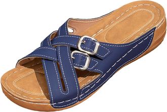 Generic Womens Mules with Footbed, Orthopaedic Shoes, Womens Platform Sandals, Slippers, Non-Slip Slippers, Peep Toe Summer Shoes, Comfortable Wedge Sandals, 